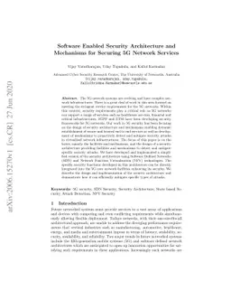 Software Enabled Security Architecture and Mechanisms for Securing 5G
  Network Services