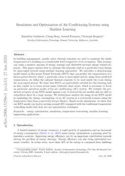 Simulation and Optimisation of Air Conditioning Systems using Machine
  Learning