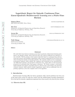 Logarithmic regret for episodic continuous-time linear-quadratic
  reinforcement learning over a finite-time horizon