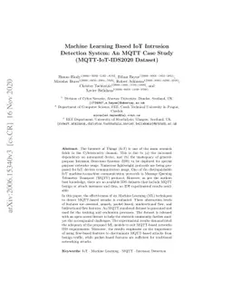 Machine Learning Based IoT Intrusion Detection System: An MQTT Case
  Study (MQTT-IoT-IDS2020 Dataset)