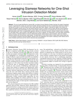 Leveraging Siamese Networks for One-Shot Intrusion Detection Model