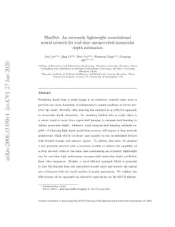 MiniNet: An extremely lightweight convolutional neural network for
  real-time unsupervised monocular depth estimation