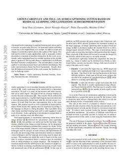 Listen carefully and tell: an audio captioning system based on residual
  learning and gammatone audio representation