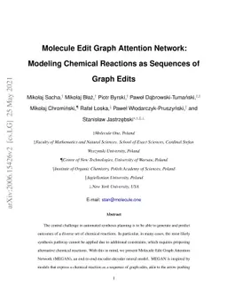 Molecule Edit Graph Attention Network: Modeling Chemical Reactions as
  Sequences of Graph Edits