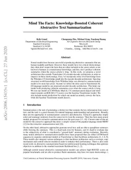 Mind The Facts: Knowledge-Boosted Coherent Abstractive Text
  Summarization