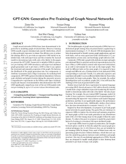 GPT-GNN: Generative Pre-Training of Graph Neural Networks