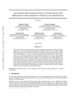 Automatic Recommendation of Strategies for Minimizing Discomfort in
  Virtual Environments