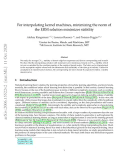 For interpolating kernel machines, minimizing the norm of the ERM
  solution minimizes stability