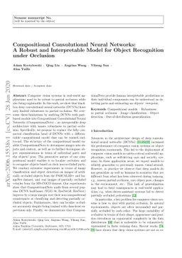 Compositional Convolutional Neural Networks: A Robust and Interpretable
  Model for Object Recognition under Occlusion