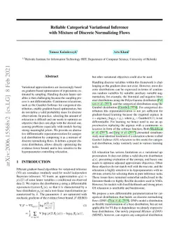 Reliable Categorical Variational Inference with Mixture of Discrete
  Normalizing Flows