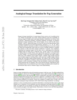 Analogical Image Translation for Fog Generation