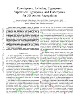 Roweisposes, Including Eigenposes, Supervised Eigenposes, and
  Fisherposes, for 3D Action Recognition