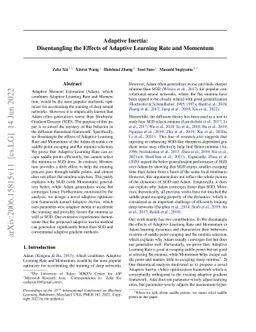 Adaptive Inertia: Disentangling the Effects of Adaptive Learning Rate
  and Momentum