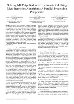 Solving MKP Applied to IoT in Smart Grid Using Meta-heuristics
  Algorithms: A Parallel Processing Perspective
