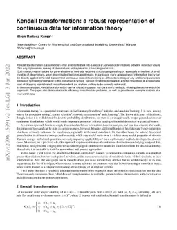 Kendall transformation: a robust representation of continuous data for
  information theory