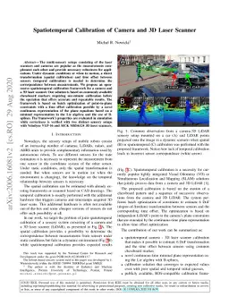 Spatiotemporal Calibration of Camera and 3D Laser Scanner