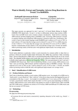 Want to Identify, Extract and Normalize Adverse Drug Reactions in
  Tweets? Use RoBERTa