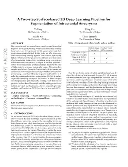 A Two-step Surface-based 3D Deep Learning Pipeline for Segmentation of
  Intracranial Aneurysms