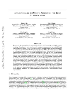 Multichannel CNN with Attention for Text Classification