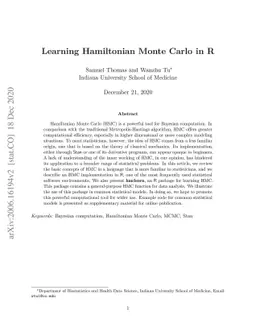 Learning Hamiltonian Monte Carlo in R