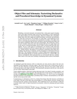 Object Files and Schemata: Factorizing Declarative and Procedural
  Knowledge in Dynamical Systems