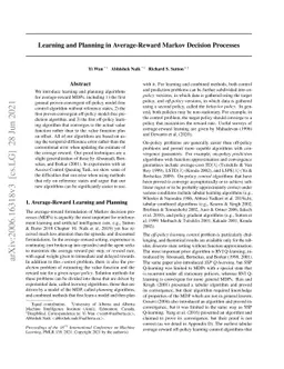 Learning and Planning in Average-Reward Markov Decision Processes