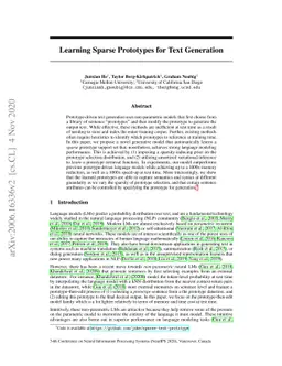 Learning Sparse Prototypes for Text Generation