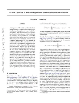 An EM Approach to Non-autoregressive Conditional Sequence Generation