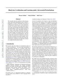 Black-box Certification and Learning under Adversarial Perturbations