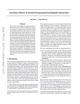 Associative Memory in Iterated Overparameterized Sigmoid Autoencoders
