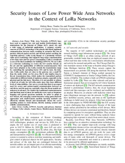 Security Issues of Low Power Wide Area Networks in the Context of LoRa
  Networks