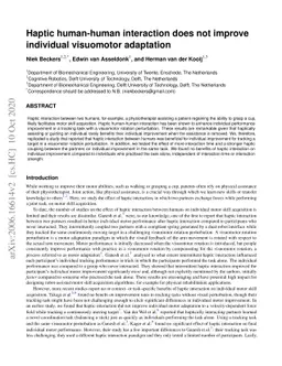 Haptic human-human interaction does not improve individual visuomotor
  adaptation