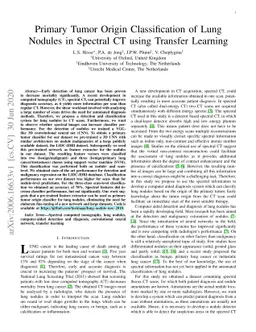 Primary Tumor Origin Classification of Lung Nodules in Spectral CT using
  Transfer Learning