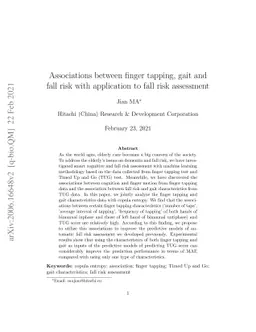 Associations between finger tapping, gait and fall risk with application
  to fall risk assessment