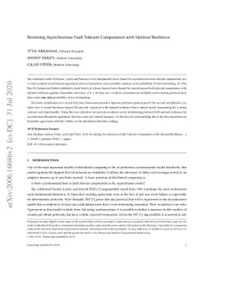 Revisiting Asynchronous Fault Tolerant Computation with Optimal
  Resilience