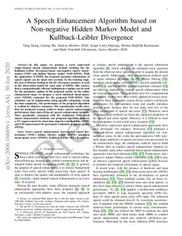 A Speech Enhancement Algorithm based on Non-negative Hidden Markov Model
  and Kullback-Leibler Divergence