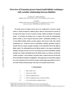 Overview of Gaussian process based multi-fidelity techniques with
  variable relationship between fidelities