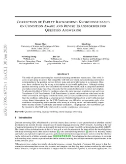 Correction of Faulty Background Knowledge based on Condition Aware and
  Revise Transformer for Question Answering