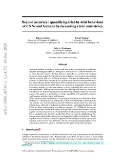 Beyond accuracy: quantifying trial-by-trial behaviour of CNNs and humans
  by measuring error consistency