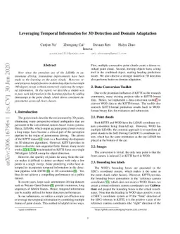 Leveraging Temporal Information for 3D Detection and Domain Adaptation