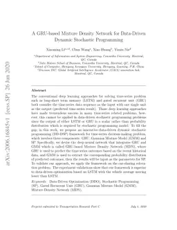 A GRU-based Mixture Density Network for Data-Driven Dynamic Stochastic
  Programming