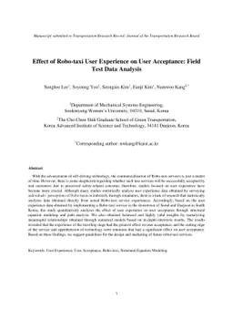 The Effect of Robo-taxi User Experience on User Acceptance: Field Test
  Data Analysis