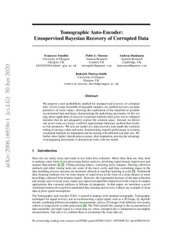 Tomographic Auto-Encoder: Unsupervised Bayesian Recovery of Corrupted
  Data