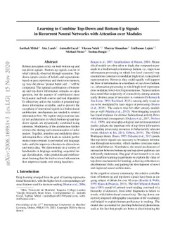 Learning to Combine Top-Down and Bottom-Up Signals in Recurrent Neural
  Networks with Attention over Modules