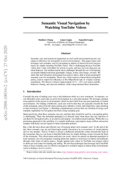 Semantic Visual Navigation by Watching YouTube Videos