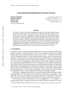 Constraint-Based Regularization of Neural Networks