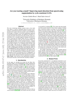Are you wearing a mask? Improving mask detection from speech using
  augmentation by cycle-consistent GANs