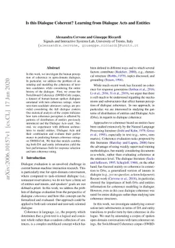 Is this Dialogue Coherent? Learning from Dialogue Acts and Entities