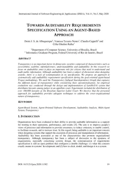 Towards Auditability Requirements Specification Using an Agent-Based
  Approach
