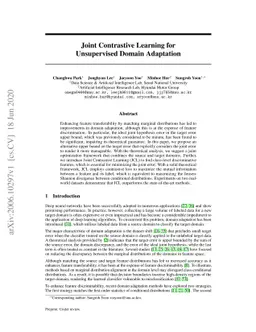 Joint Contrastive Learning for Unsupervised Domain Adaptation